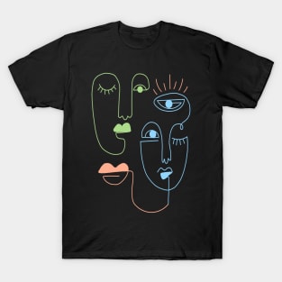 abstract face line art T-Shirt